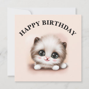 Cute Fluffy Furr Ball Kitten Holiday Card