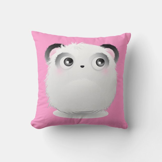 Cute Fluffy Furry White Cartoon Panda Cushion (Front)