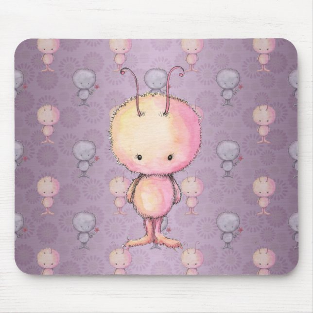 Cute Fluffy Fuzzy Monsters Mouse Mat (Front)