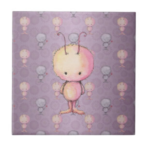 Cute Fluffy Fuzzy Monsters Tile