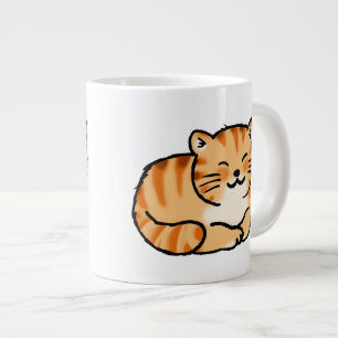 cute fluffy ginger and white cat large coffee mug