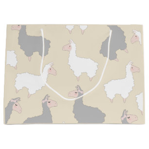 Cute Fluffy Grey & White Llamas Large Gift Bag