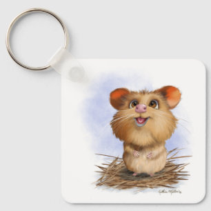  Cute Fluffy Hamster Cartoon Key Ring