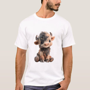 Cute Fluffy Highland Calf Muddy Bull Men T-Shirt