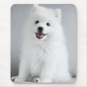 Cute Fluffy Japanese Spitz Puppy Mouse Mat