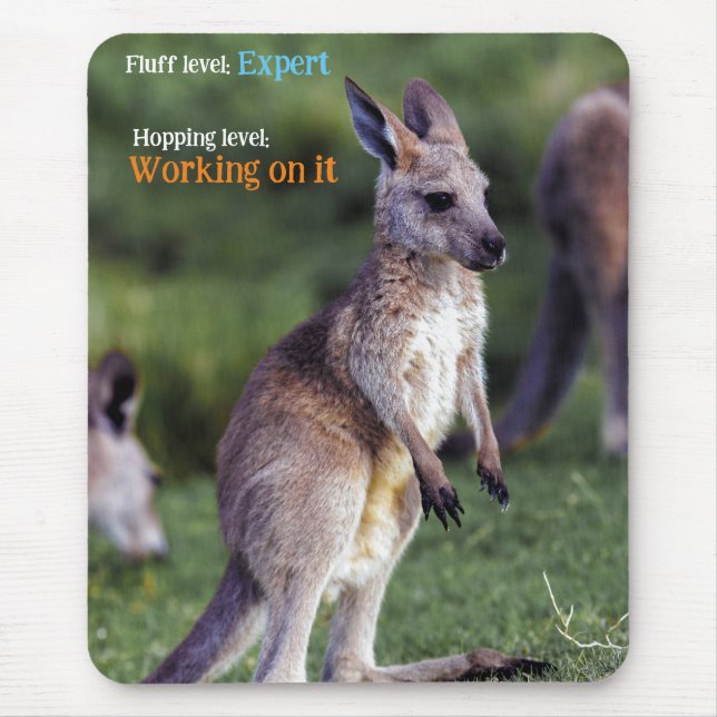 Cute fluffy joey Kangaroo Mouse Mat (Front)