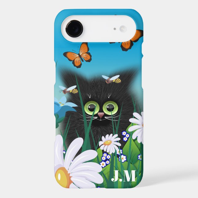 Cute Fluffy Kitten in Daisy Meadow Case-Mate iPhone Case (Back)