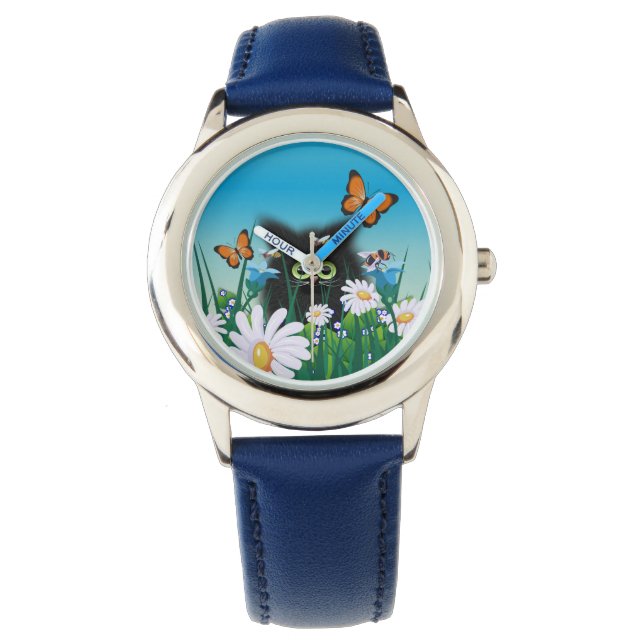 Cute Fluffy Kitten in Daisy Meadow Watch (Front)