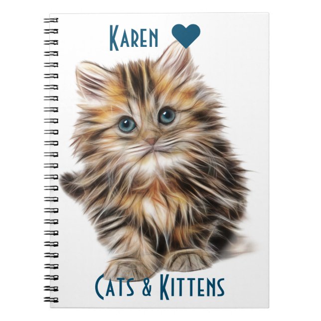 Cute Fluffy Kitten With Blue Eyes Notebook (Front)