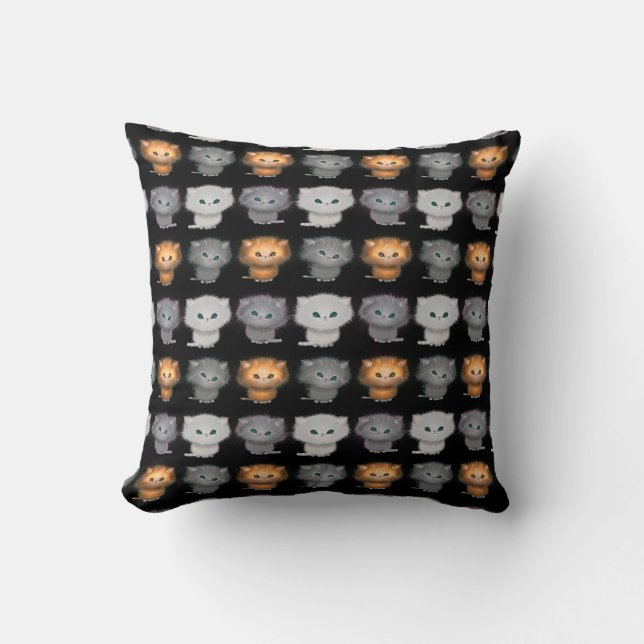 Cute Fluffy Kittens Pattern Cushion (Front)