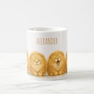 Cute Fluffy Leopard Watercolour Kids Coffee Mug