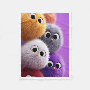 Cute Fluffy Little Furry Creatures Fleece Blanket