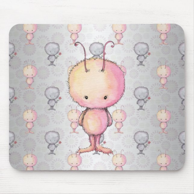 Cute Fluffy Monsters Mouse Mat (Front)