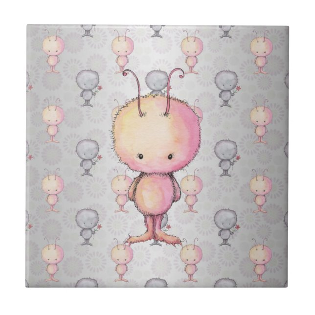 Cute Fluffy Monsters Tile (Front)