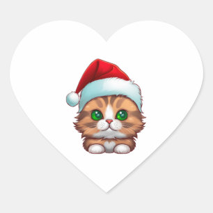 Cute Fluffy Munchkin Christmas Cat Classic T-Shirt Heart Sticker