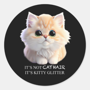 Cute fluffy orange and white kitten cat classic round sticker