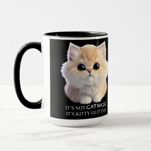 Cute fluffy orange and white kitten cat mug (Left)