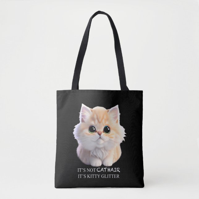 Cute fluffy orange and white kitten cat tote bag (Front)