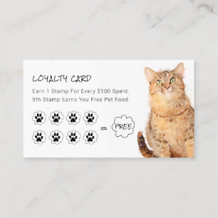Cute Fluffy Orange Cat Pet Shop Loyalty Cards- Business Card