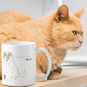 Cute Fluffy Persian Cat Funny Meow Blue Coffee Mug