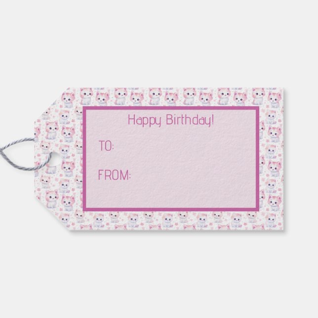 Cute Fluffy Pink Kittens  Gift Tags (Back Horizontal)