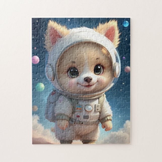 Cute Fluffy Puppy Astronaut Jigsaw Puzzle (Vertical)