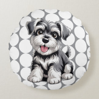 Cute Fluffy Puppy Round Cushion