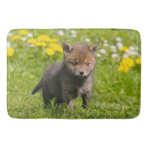 Cute Fluffy Red Fox Cub Wild Baby Animal -large Bath Mat