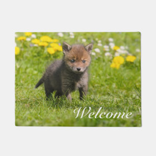 Cute Fluffy Red Fox Cub Wild Baby Animal - Welcome Doormat