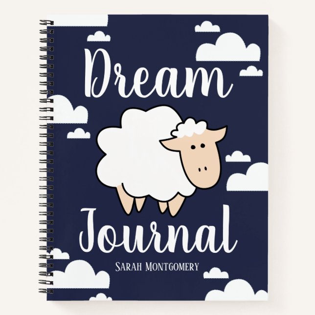 Cute Fluffy Sheep & Clouds Dream Journal (Front)