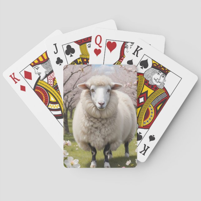 Cute Fluffy Sheep Playing Cards (Back)