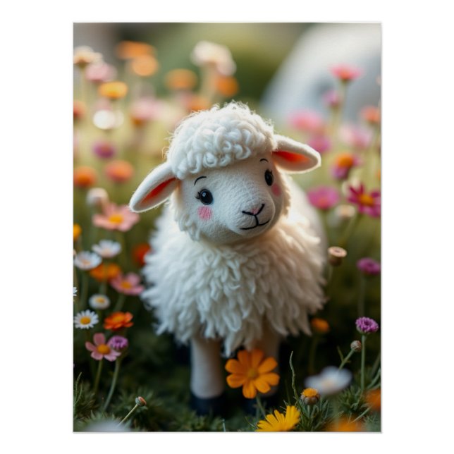  Cute Fluffy Sheep Poster (Front)