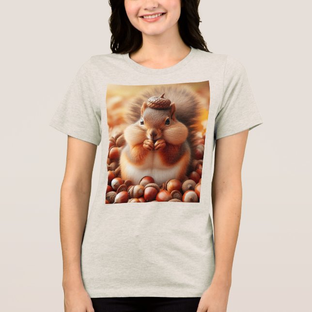 Cute Fluffy Squirrel  Tri-Blend Shirt (Front)