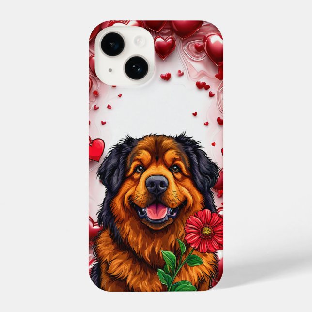 Cute Fluffy Valentine’s Day Puppy Lover Gift iPhone Case (Back)