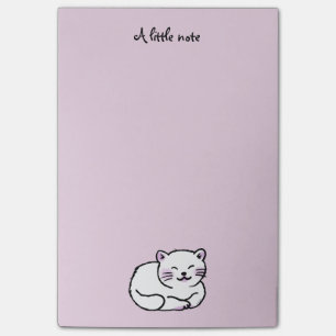 cute fluffy white & pink cat cartoon post-it notes