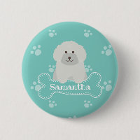 Cute Fluffy White Poodle Puppy Dog Lover Monogram
