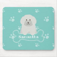 Cute Fluffy White Poodle Puppy Dog Lover Monogram