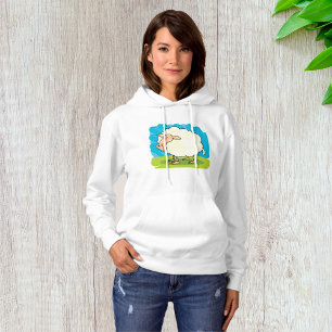 Cute Fluffy White Sheep on Grass Hoodie