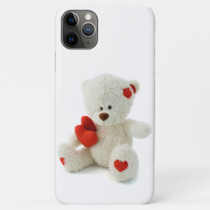 Cute Fluffy White Teddy Bear With a Heart iPhone 11 Pro Max Case