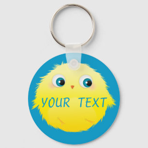 Cute Fluffy Yellow Bird Key Ring