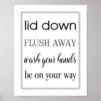 Cute Flush Reminder Wash Hands Child Bathroom Sign