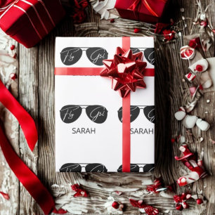 Cute Fly Girl Black Aviator Sunglasses,Custom  Wrapping Paper