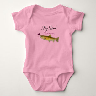 Cute Fly Guy Fishermen Flyfishing Trout Flies Baby Bodysuit