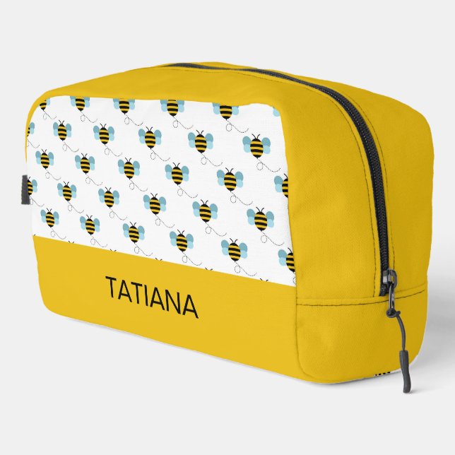 Cute Flying Bumblebee Seamless Pattern Dopp Kit (Right Corner)