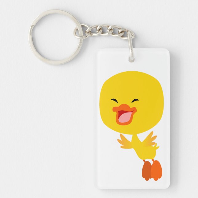 Cute Flying Cartoon Duckling Acrylic Keychain (Front)