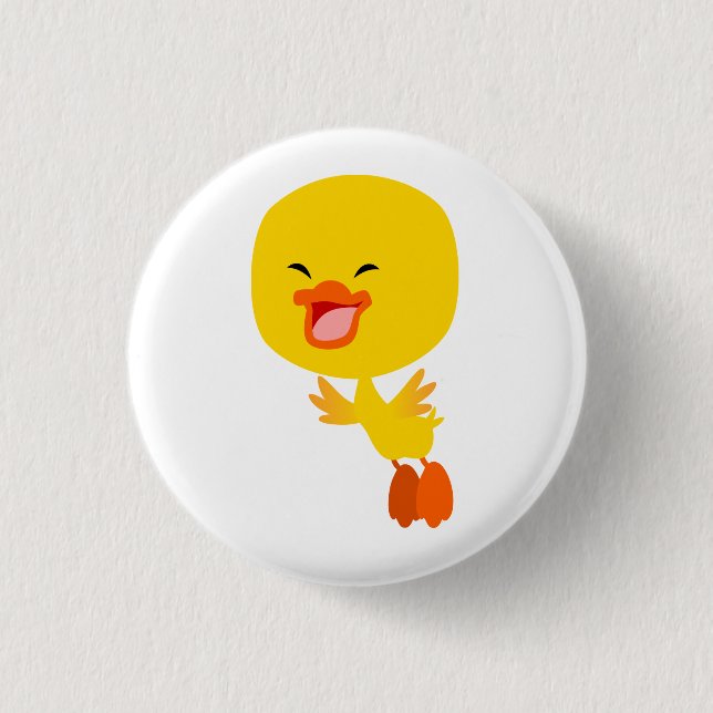 Cute Flying Cartoon Duckling Button Badge (Front)
