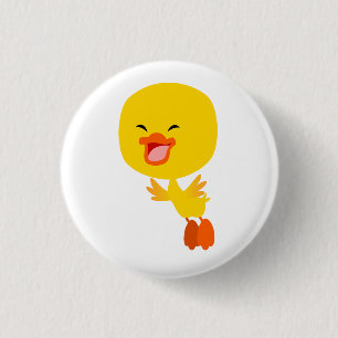 Cute Flying Cartoon Duckling Button Badge