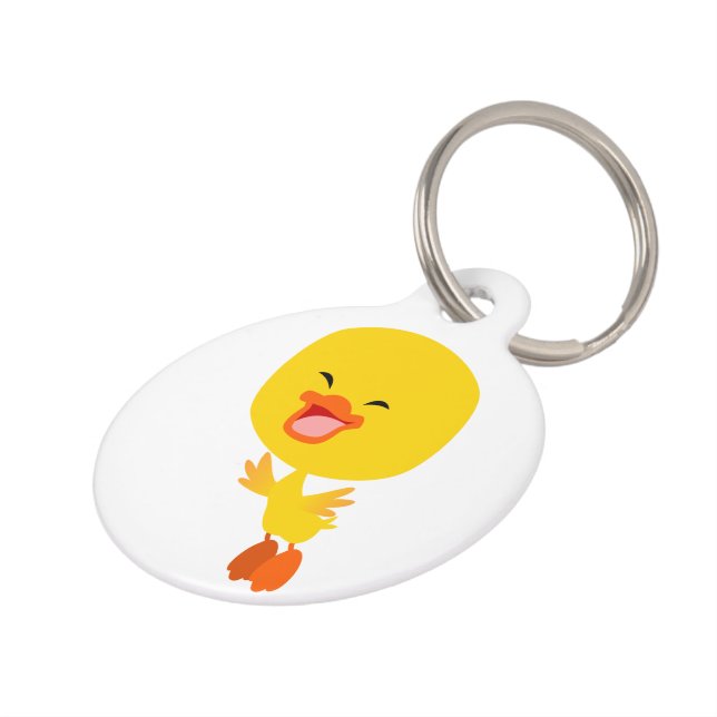 Cute Flying Cartoon Duckling Dog Tag (Side)