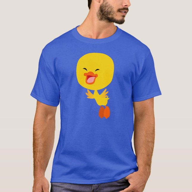 Cute Flying Cartoon Duckling T-Shirt (Front)