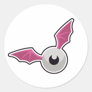 Cute Flying Eyeball Pink Bat Wings Halloween Stick Classic Round Sticker